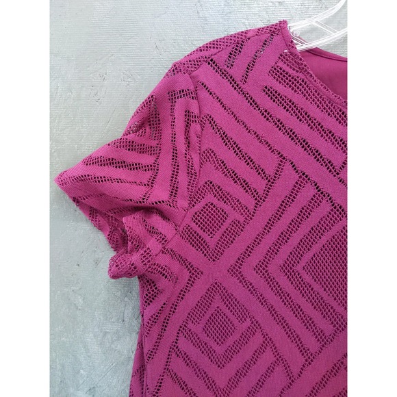 London Times Purple Lace Overlay Dress Geometric Pattern Women's‎ Size 12 - Picture 2 of 10